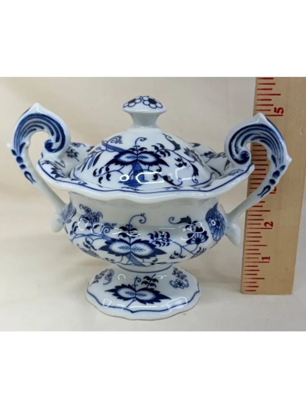Blue Danube Porcelain Blue Onion Pedestal Mayonnaise Jar